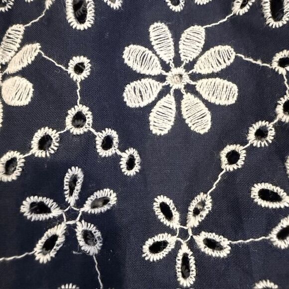 Kate Spade The Rules Skirt Navy Blue Eyelet Faux Wrap Cotton Embroidered size 10 - Picture 13 of 14